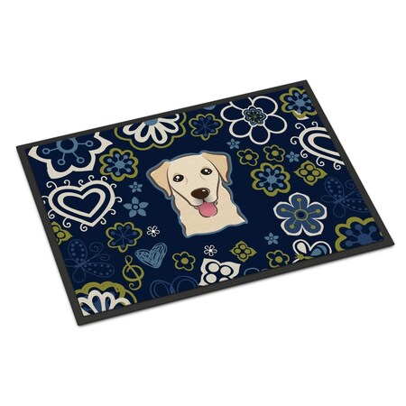 Carolines Treasures 18 x 27 in. Blue Flowers Golden Retriever Indoor or Outdoor Mat BB5103MAT
